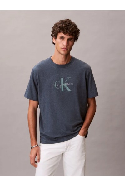 CALVIN KLEIN JEANS T-SHIRT MONOGRAM LOGO NEARLY NAVY HEATHER B8289 LV04RB862G-RF9