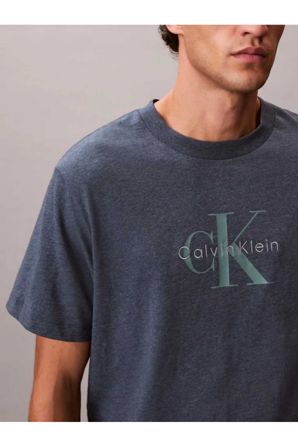 CALVIN KLEIN JEANS T-SHIRT MONOGRAM LOGO NEARLY NAVY HEATHER B8289 LV04RB862G-RF9