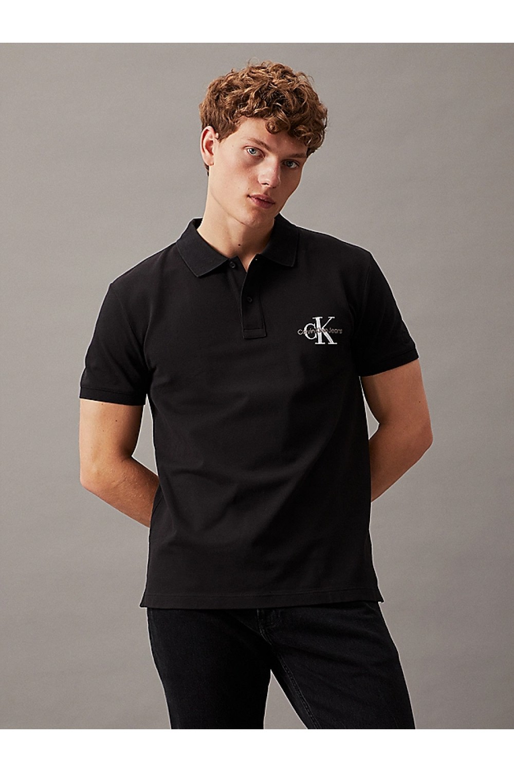 CALVIN KLEIN JEANS POLO T-SHIRT MONOGRAM CK BLACK J30J325664-BEH