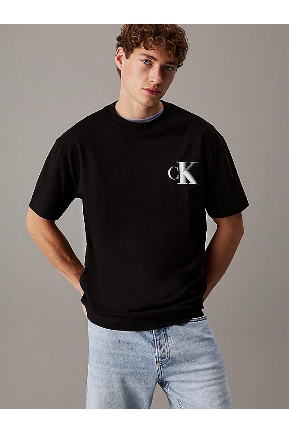 CALVIN KLEIN JEANS T-SHIRT RELAXED MONOGRAM CK BLACK J30J327475-BEH