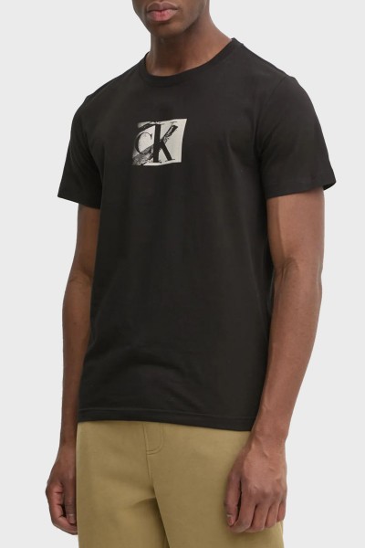CALVIN KLEIN JEANS T-SHIRT SMALL CK BOX CK BLACK J30J327077-BEH