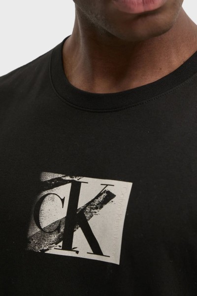 CALVIN KLEIN JEANS T-SHIRT SMALL CK BOX CK BLACK J30J327077-BEH