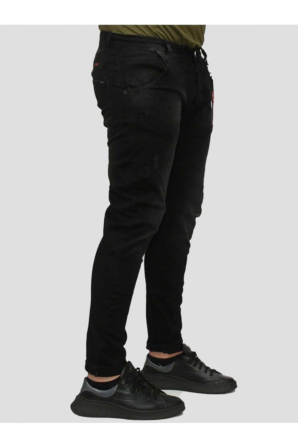 DAMAGED DENIM PANTS STREET FIT BLACK DM41