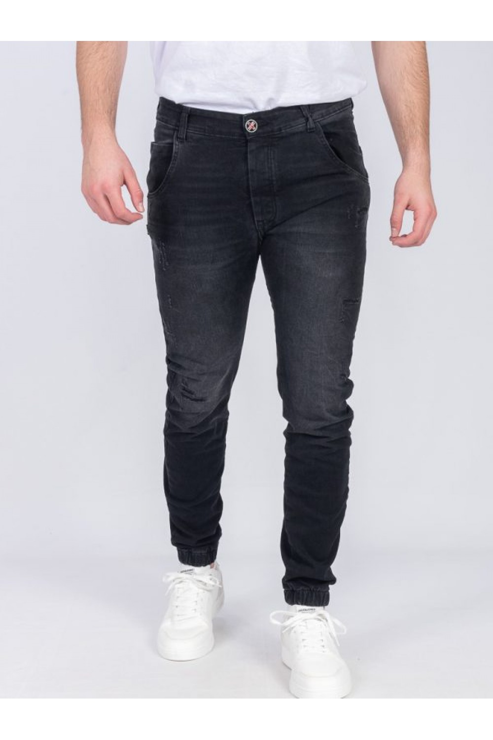 DAMAGED DENIM PANTS SLIM FIT BLACK DM21B