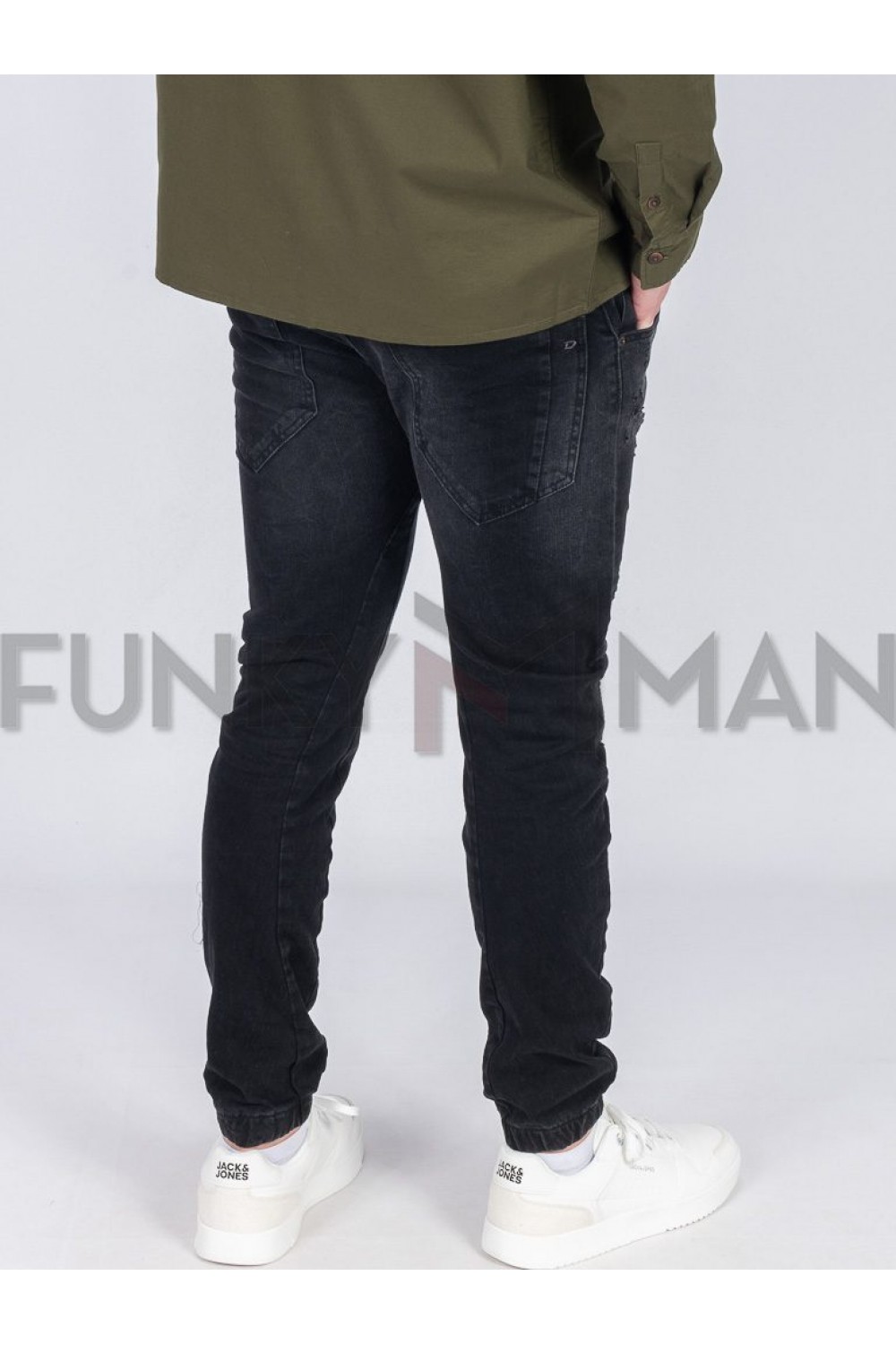 DAMAGED DENIM PANTS SLIM FIT BLACK DM21B