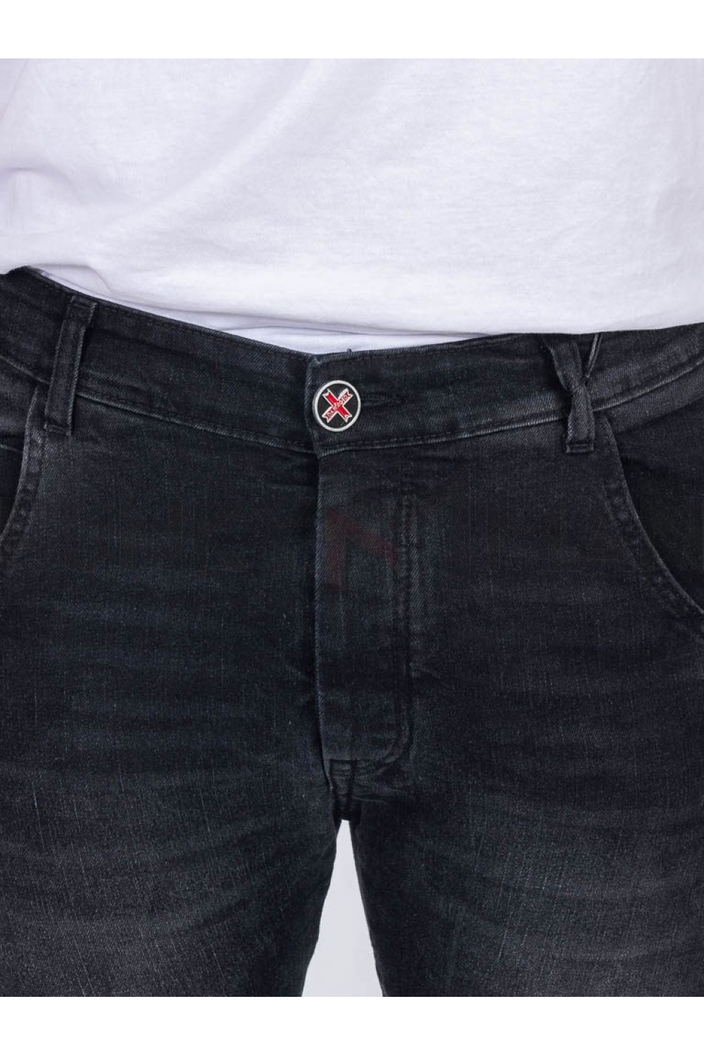 DAMAGED DENIM PANTS SLIM FIT BLACK DM21B