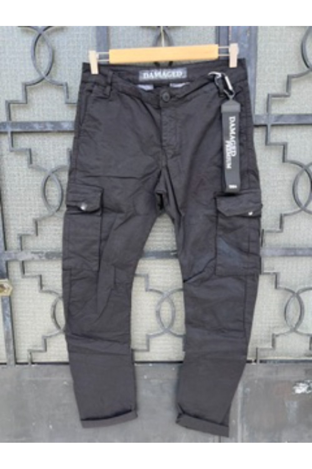 DAMAGED CARGO PANTS BLACK WR92