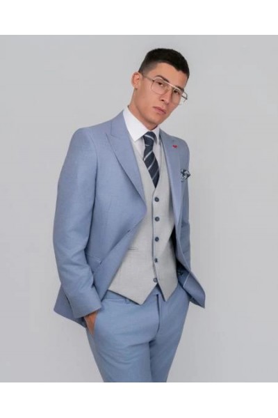 DEZING SUIT SLIM FIT LIGHT BLUE S-26106