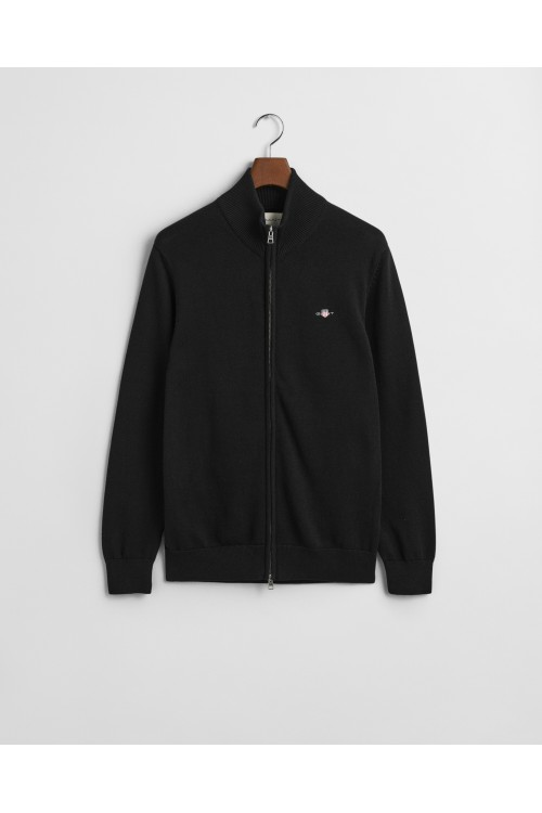 GANT CASUAL COTTON ZIP CARDIGAN BLACK 8030164-5