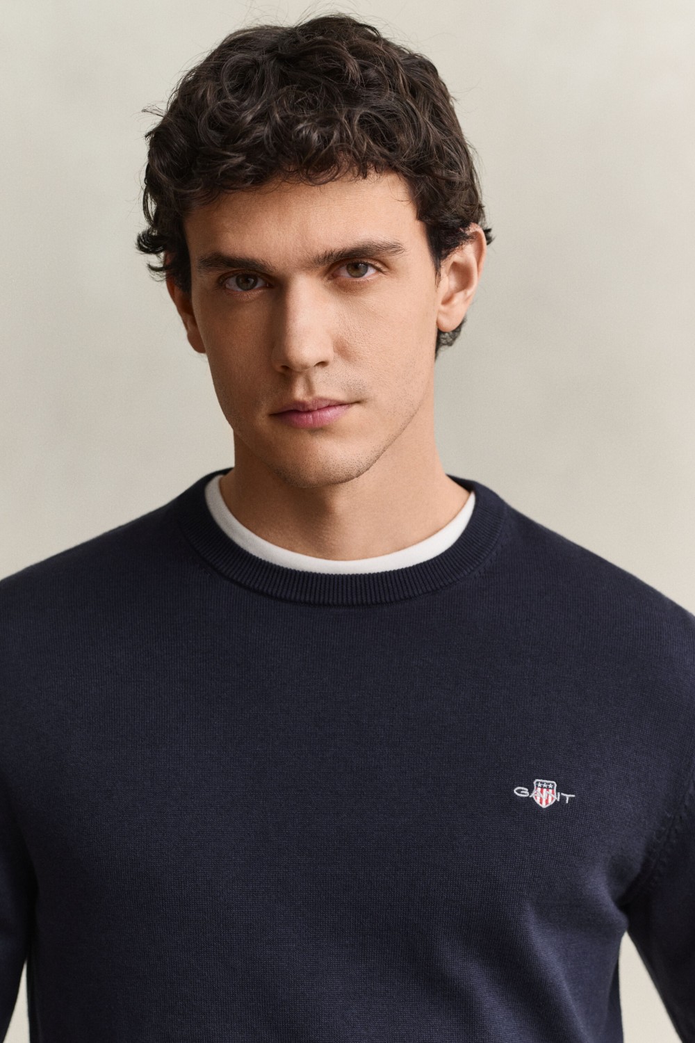GANT COTTON CREW NECK SWEATER EVENING BLUE 8030761-433