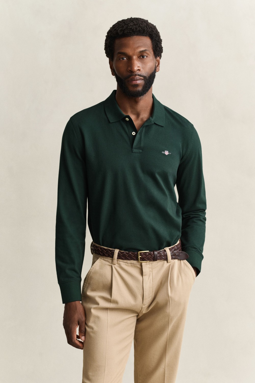 GANT REGULAR SHIELD LS PIQUE RUGGER TARTAN GREEN 2230-374