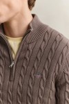 GANT COTTON CABLE HALF ZIP BLACK BROWN MELANGE 8050603-284