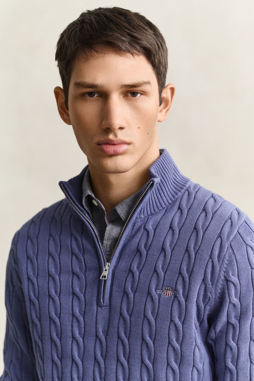 GANT COTTON CABLE HALF ZIP BLUE HORIZON 8050603-476