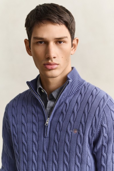 GANT COTTON CABLE HALF ZIP BLUE HORIZON 8050603-476