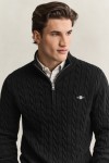 GANT COTTON CABLE HALF ZIP BLACK 8050603-005
