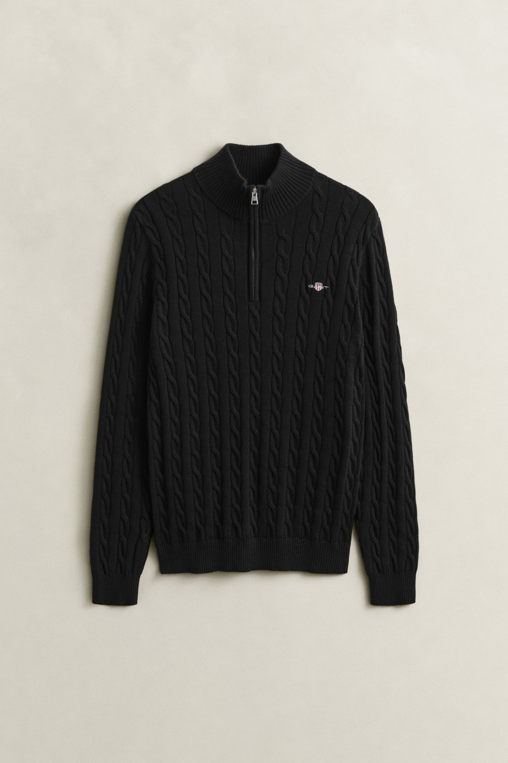 GANT COTTON CABLE HALF ZIP BLACK 8050603-005