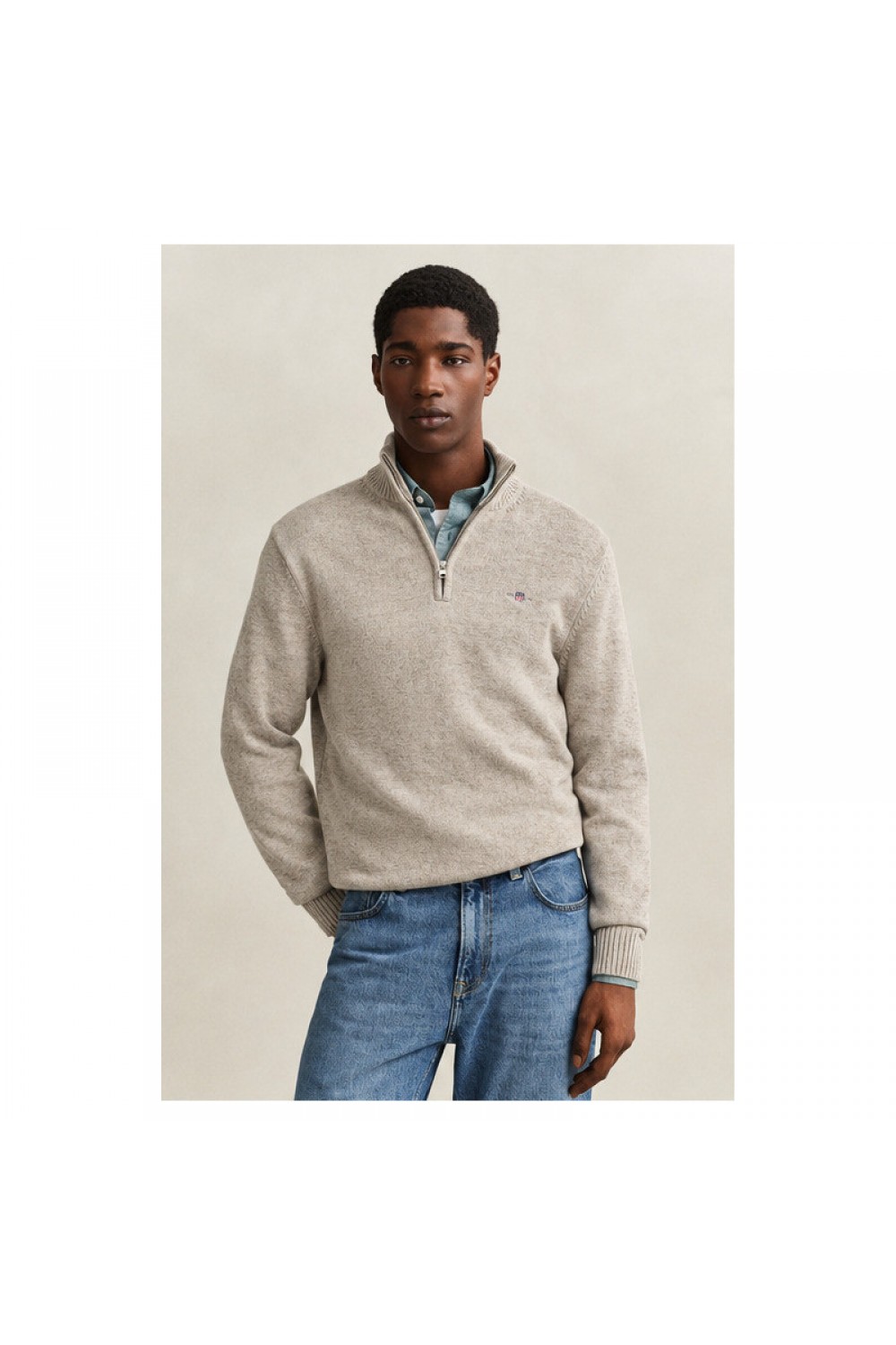 GANT CASUAL COTTON HALF ZIP SEED MELANGE 8030170-299