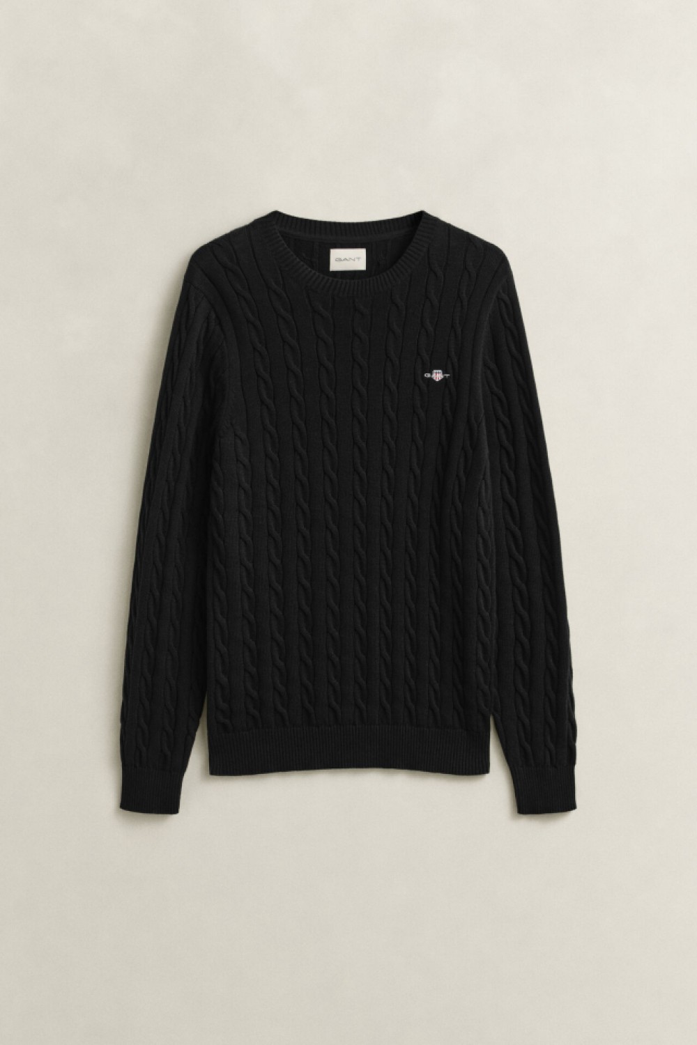 GANT COTTON CABLE CREW NECK BLACK 8050601-005