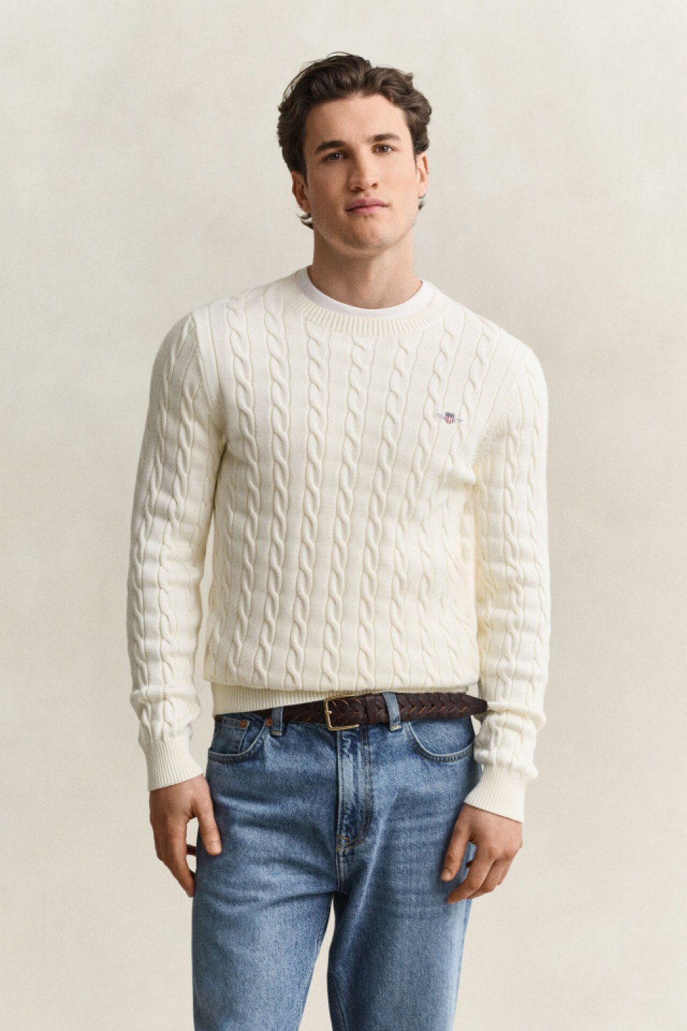 GANT COTTON CABLE CREW NECK CREAM 8050601-130