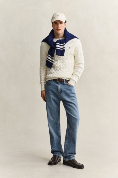 GANT COTTON CABLE CREW NECK CREAM 8050601-130