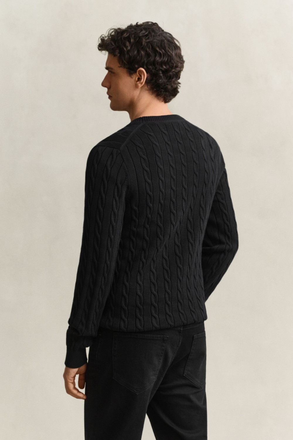 GANT COTTON CABLE CREW NECK BLACK 8050601-005