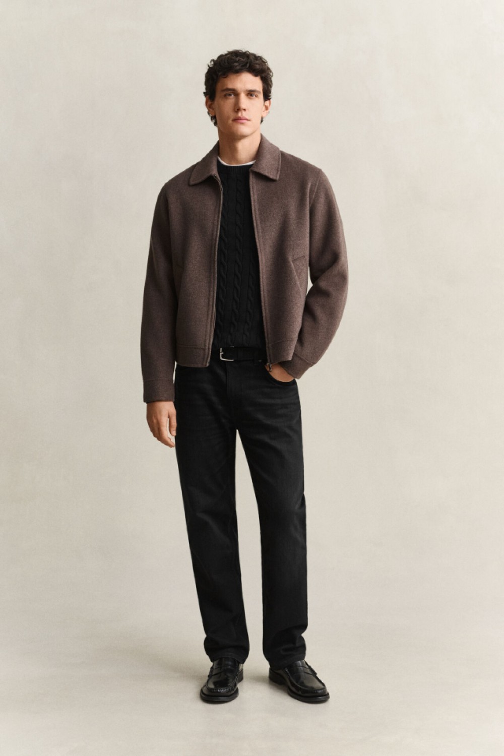 GANT COTTON CABLE CREW NECK BLACK 8050601-005