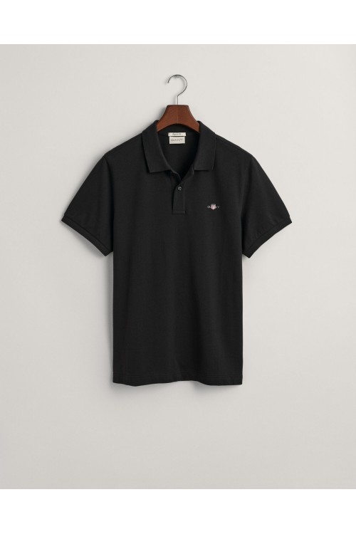 GANT REGULAR FIT SHIELD PIQUE POLO SHIRT BLACK 2210-5
