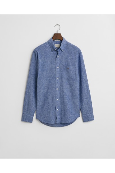 GANT REGULAR COTTON LINEN SHIRT RICH BLUE 3250082-407