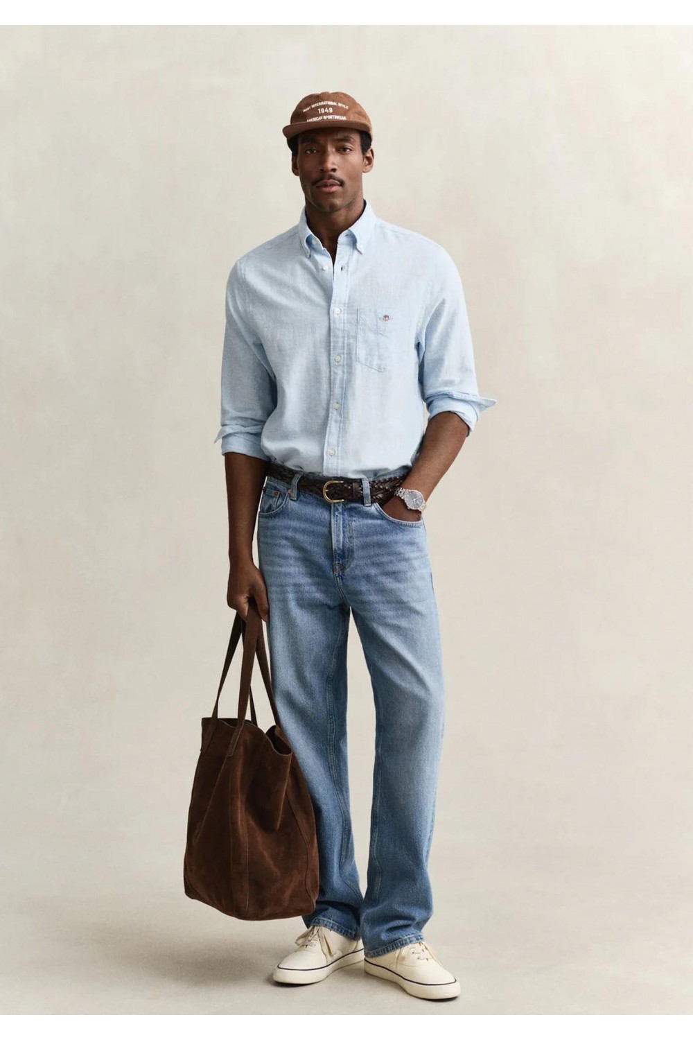 GANT REGULAR COTTON LINEN SHIRT SKY BLUE 3250082-450