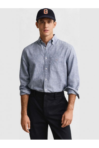 GANT REGULAR COTTON LINEN SHIRT VINTAGE BLUE 3250082-442