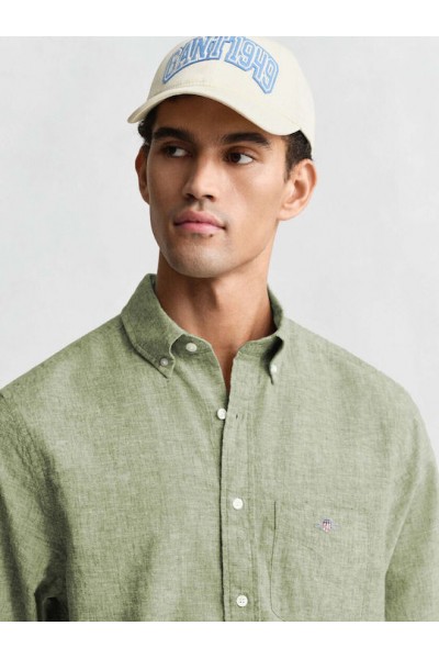 GANT REGULAR COTTON LINEN SHIRT HERB GREEN 3250082-354