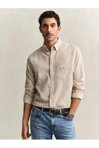 GANT REGULAR COTTON LINEN SHIRT OAT BIEGE 3250082-200