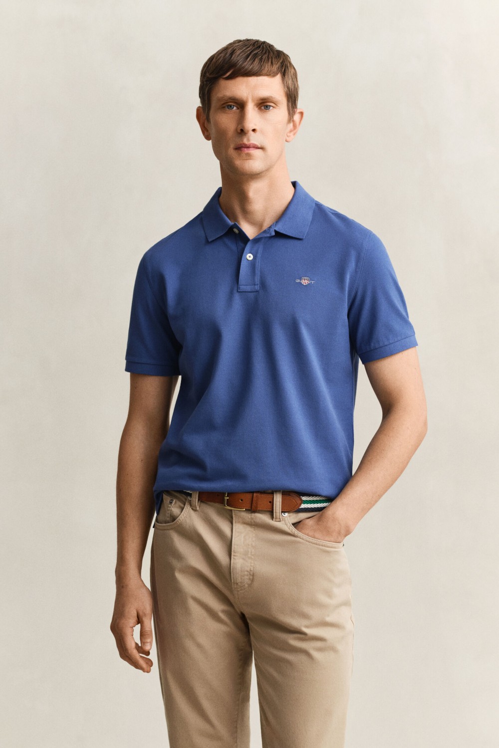 GANT REGULAR FIT SHIELD PIQUE POLO SHIRT VINTAGE BLUE 2210-442