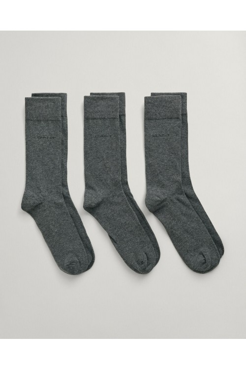 GANT SOFT COTTON SOCKS 3-PACK CHARCOAL MELAGNE 9960256-90
