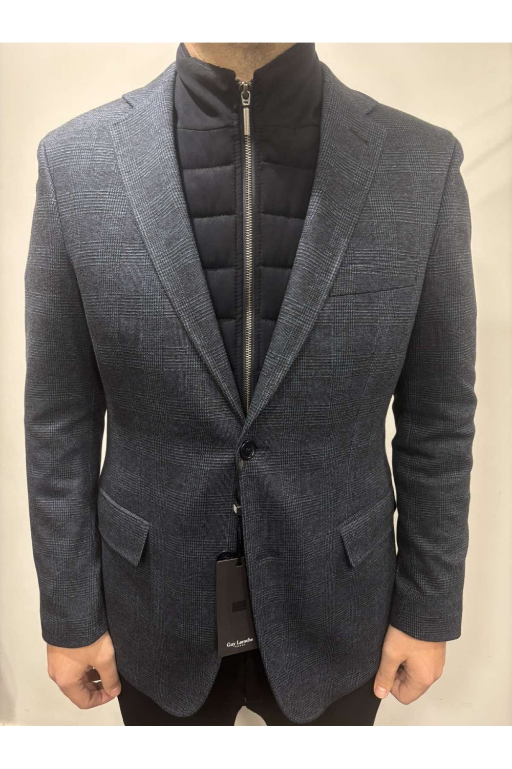 GUY LAROCHE BLAZER JACKET CHECΚERED BLUE-BLACK GLEW23402-10121VF