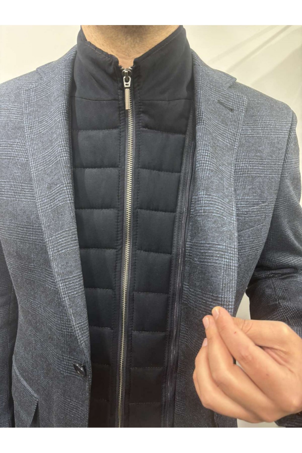 GUY LAROCHE BLAZER JACKET CHECΚERED BLUE-BLACK GLEW23402-10121VF