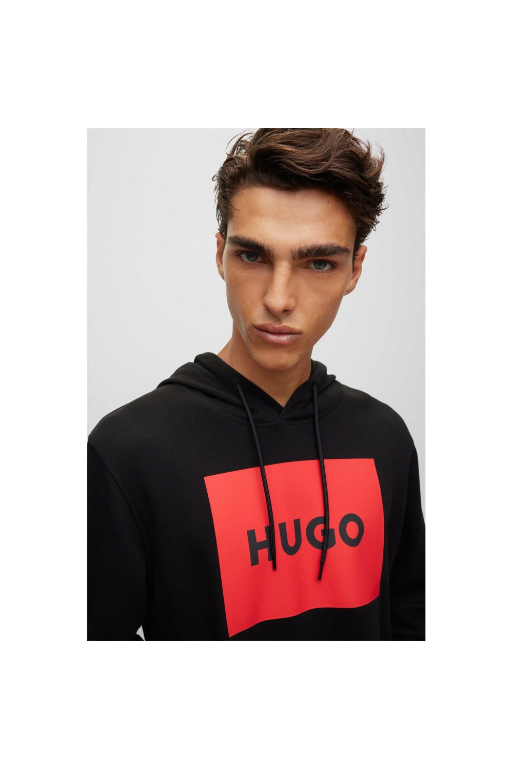 HUGO MEN SWEATSHIRT WITH HOOD AND POCKETS BLACK 50473168-001