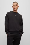 HUGO COTTON BLEND SWEATSHIRT WITH STACKED LOGO BLACK 50511698-001
