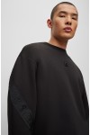 HUGO COTTON BLEND SWEATSHIRT WITH STACKED LOGO BLACK 50511698-001