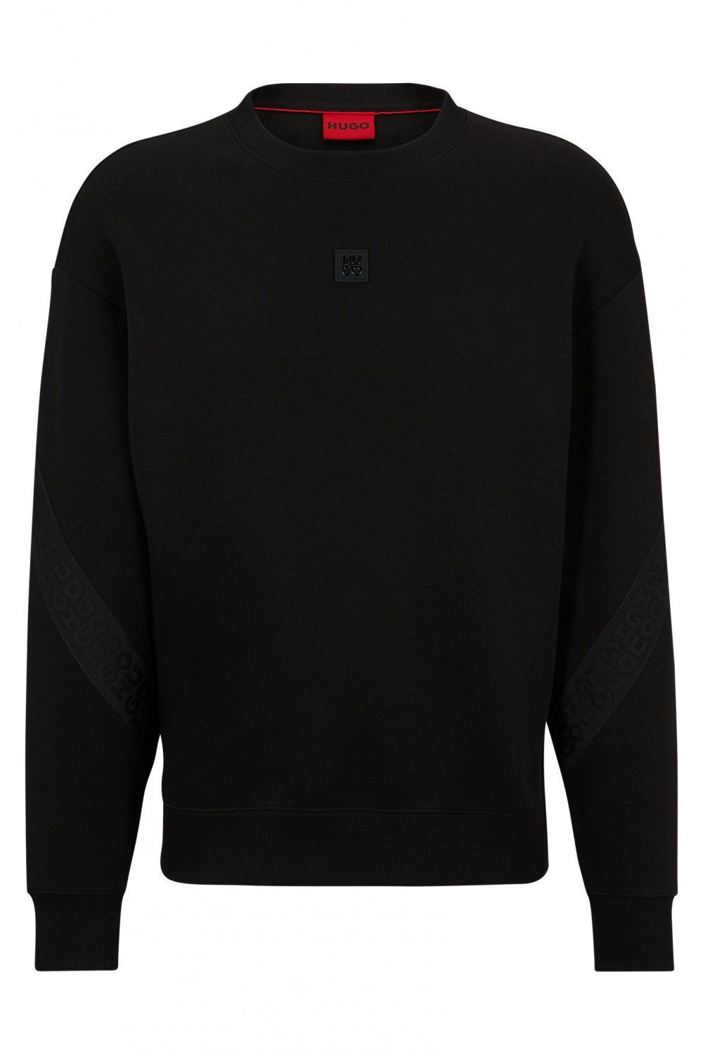 HUGO COTTON BLEND SWEATSHIRT WITH STACKED LOGO BLACK 50511698-001