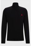 HUGO COTTON HALF ZIP NECK BLACK 50474164-001