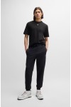 HUGO INTERLOCK COTTON REGULAR FIT T-SHIRT WITH STACKED LOGO BLACK 50505201-002