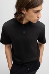 HUGO INTERLOCK COTTON REGULAR FIT T-SHIRT WITH STACKED LOGO BLACK 50505201-002
