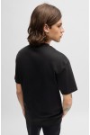HUGO INTERLOCK COTTON REGULAR FIT T-SHIRT WITH STACKED LOGO BLACK 50505201-002