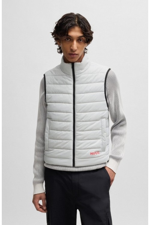 HUGO GILET WITH RED LOGO LABEL LIGHT GREY 50517743-050