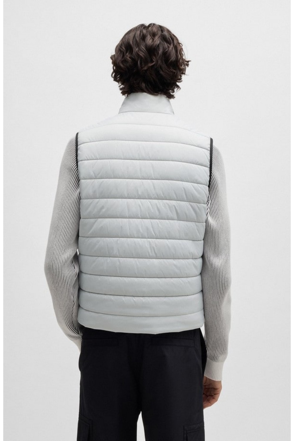 HUGO GILET WITH RED LOGO LABEL LIGHT GREY 50517743-050