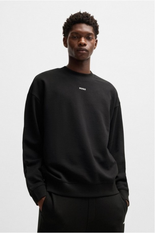 HUGO RELAXED-FIT SWEATSHIRT IN COTTON TERRY WITH LOGO DETAIL BLACK 50525892-001  