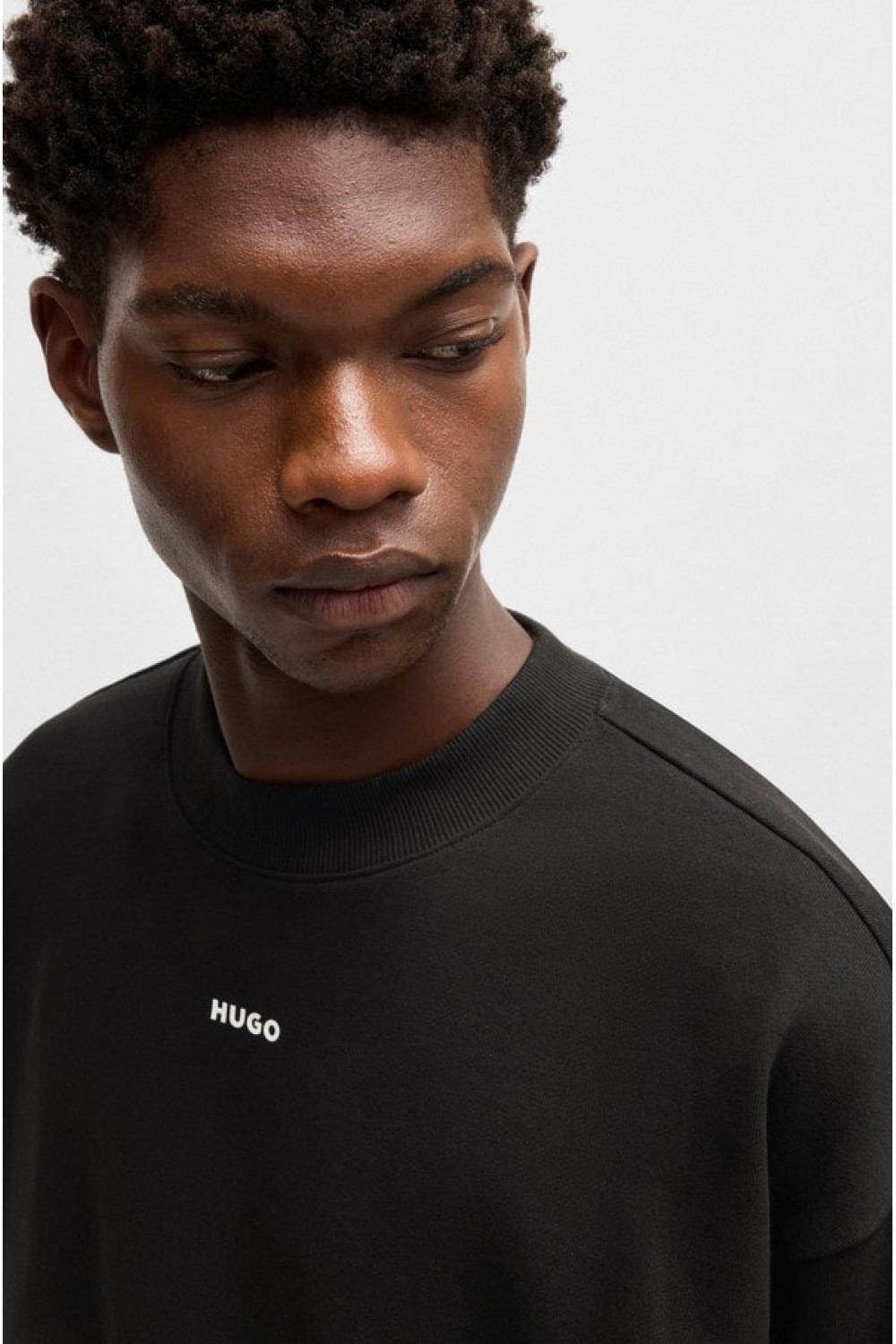 HUGO RELAXED-FIT SWEATSHIRT IN COTTON TERRY WITH LOGO DETAIL BLACK 50525892-001  