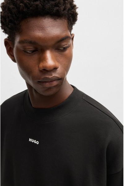 HUGO RELAXED-FIT SWEATSHIRT IN COTTON TERRY WITH LOGO DETAIL BLACK 50525892-001  