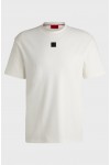 HUGO INTERLOCK COTTON REGULAR FIT T-SHIRT WITH STACKED LOGO WHITE 50505201-103